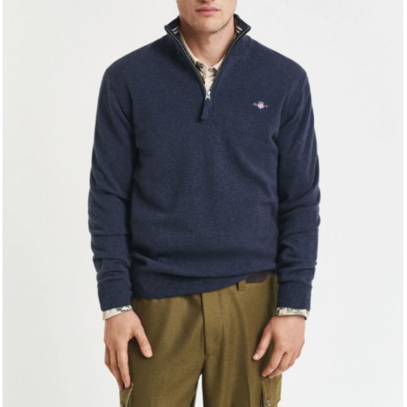 Pull à demi-zip en laine d'agneau ultra-fine