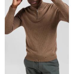 EDEN PARK - Pull col camionneur zippé en laine et coton coupe Regular