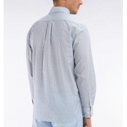 EDEN PARK - Chemise en popeline de coton à microimprimé graphique coupe droite