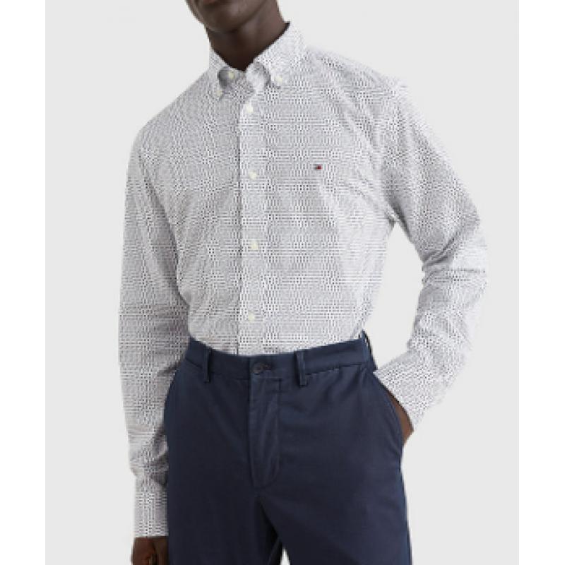 TOMMY HILFIGER - CHEMISE STANDARD EN POPELINE À MICRO-MOTIF