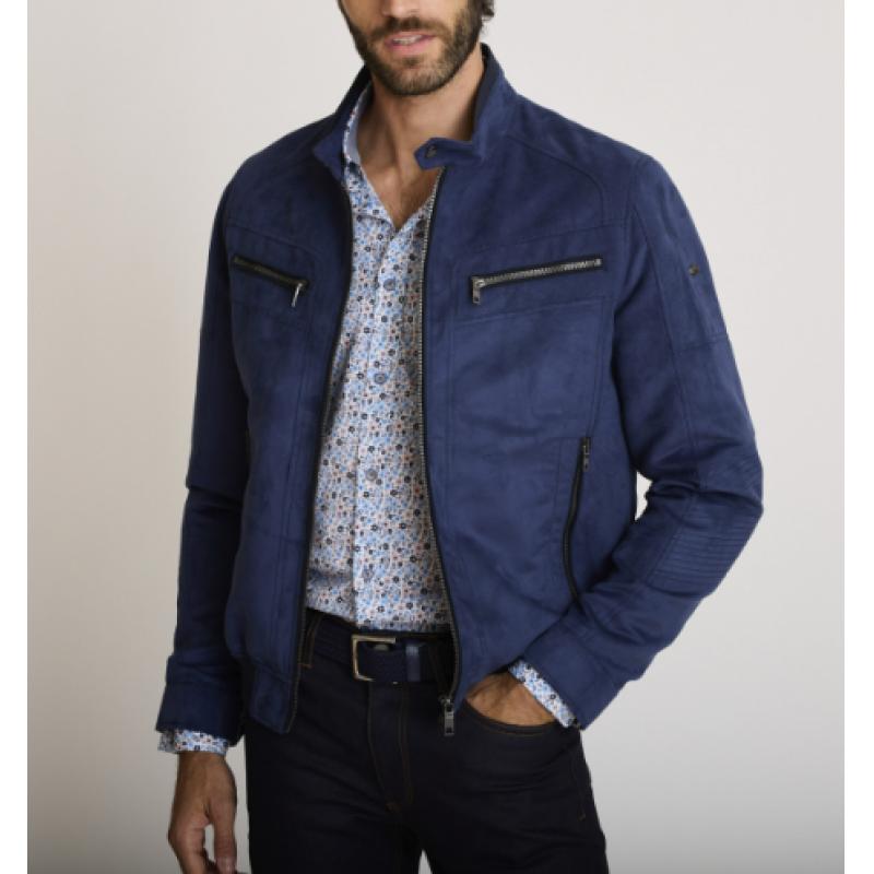 Blouson suède bleu BELLATRIX