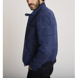 Blouson suède bleu BELLATRIX