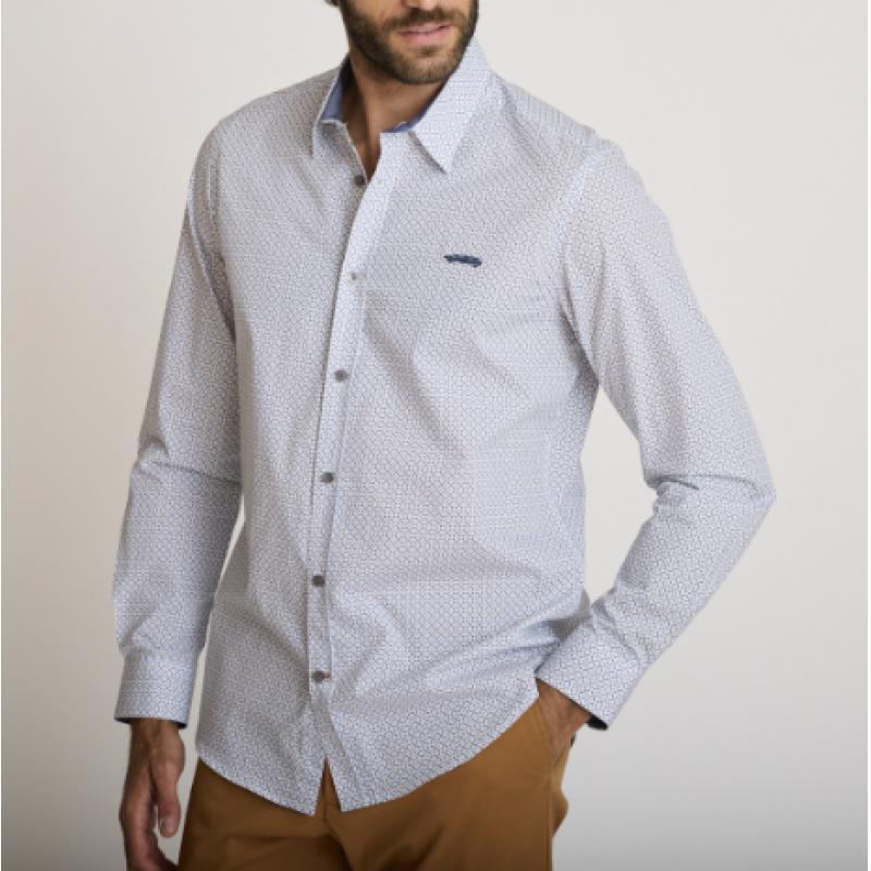 Chemise imprimée en coton bleue CHASON