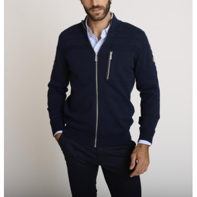 Gilet zippé bleu marine GHIATONE