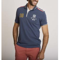 Polo coton brodé bleu encre LEMENTAR