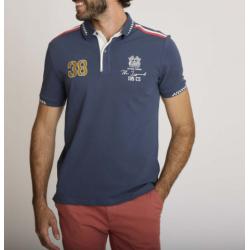 Polo coton brodé bleu encre LEMENTAR