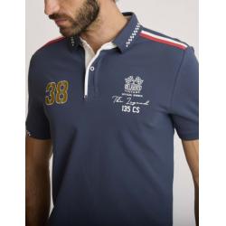 Polo coton brodé bleu encre LEMENTAR