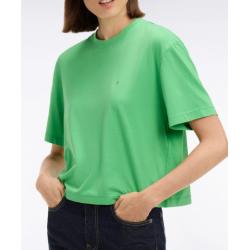 T-shirt à manches courtes en lyocell et coton vert coupe oversized