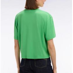T-shirt à manches courtes en lyocell et coton vert coupe oversized