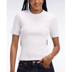 T-shirt col rond à manches courtes blanc coupe slim