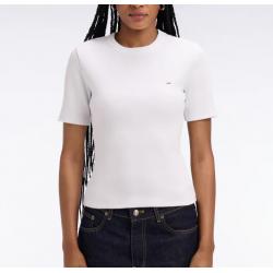 T-shirt col rond à manches courtes blanc coupe slim