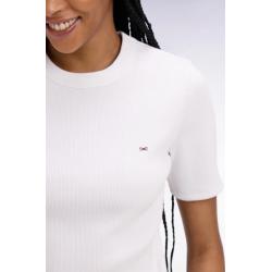 T-shirt col rond à manches courtes blanc coupe slim