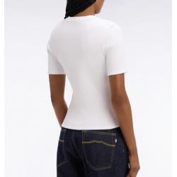 T-shirt col rond à manches courtes blanc coupe slim