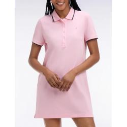 Robe polo en coton rose coupe droite