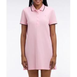 Robe polo en coton rose coupe droite