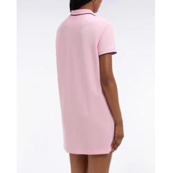 Robe polo en coton rose coupe droite