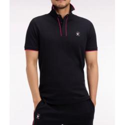 Polo à manches courtes en coton noir New Zealand