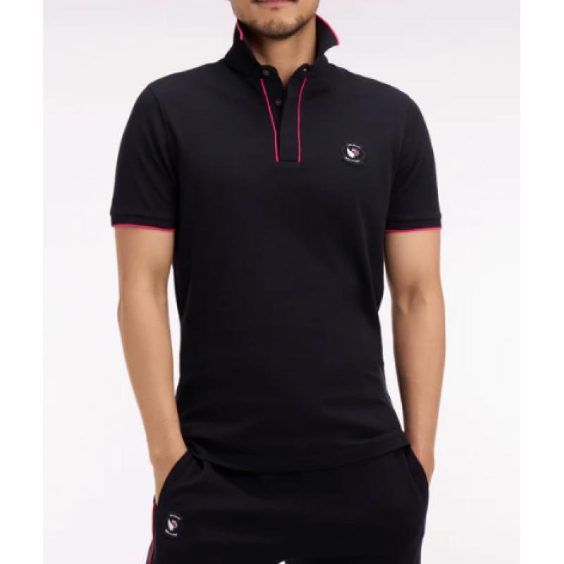 Polo à manches courtes en coton noir New Zealand