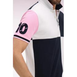 Polo à manches courtes XV de France en coton rose à découpes cadran