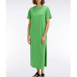 Robe T-shirt en lyocell et coton vert coupe droite