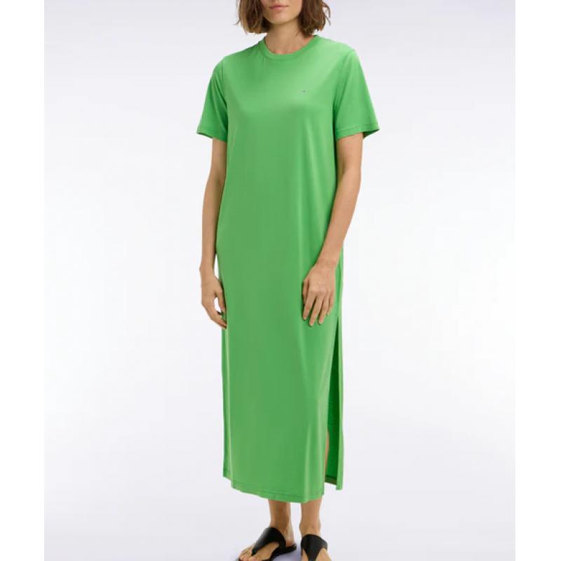 Robe T-shirt en lyocell et coton vert coupe droite