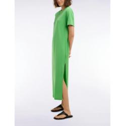Robe T-shirt en lyocell et coton vert coupe droite