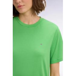 Robe T-shirt en lyocell et coton vert coupe droite