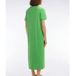 Robe T-shirt en lyocell et coton vert coupe droite