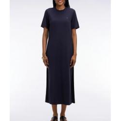 Robe T-shirt en lyocell et coton marine coupe droite