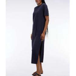 Robe T-shirt en lyocell et coton marine coupe droite