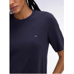 Robe T-shirt en lyocell et coton marine coupe droite