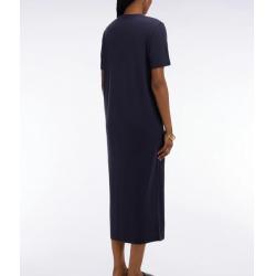 Robe T-shirt en lyocell et coton marine coupe droite
