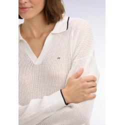 Pull col polo en coton blanc