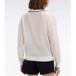 Pull col polo en coton blanc