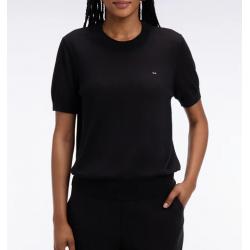 Pull à manches courtes noir coupe regular