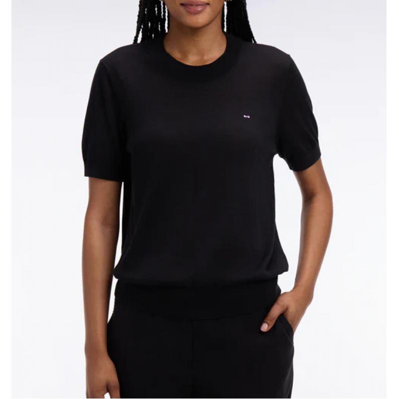 Pull à manches courtes noir coupe regular