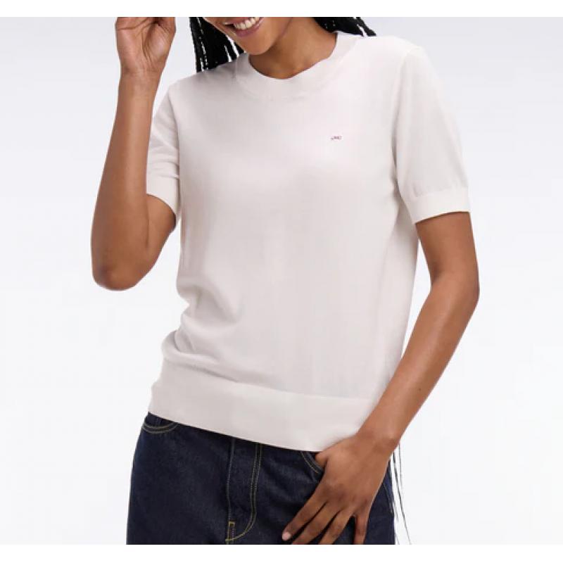 Pull à manches courtes blanc coupe regular