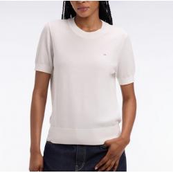 Pull à manches courtes blanc coupe regular