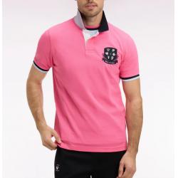 Polo à manches courtes 6 Nations en piqué coton rose