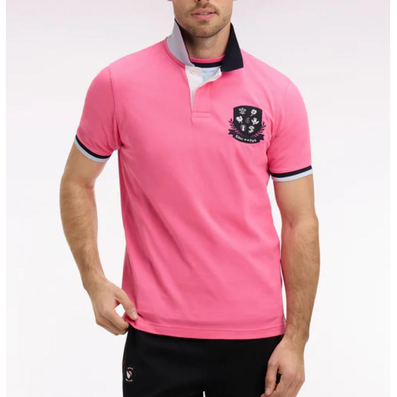 Polo à manches courtes 6 Nations en piqué coton rose