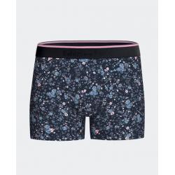 Boxer en jersey de coton stretch marine à imprimé floral