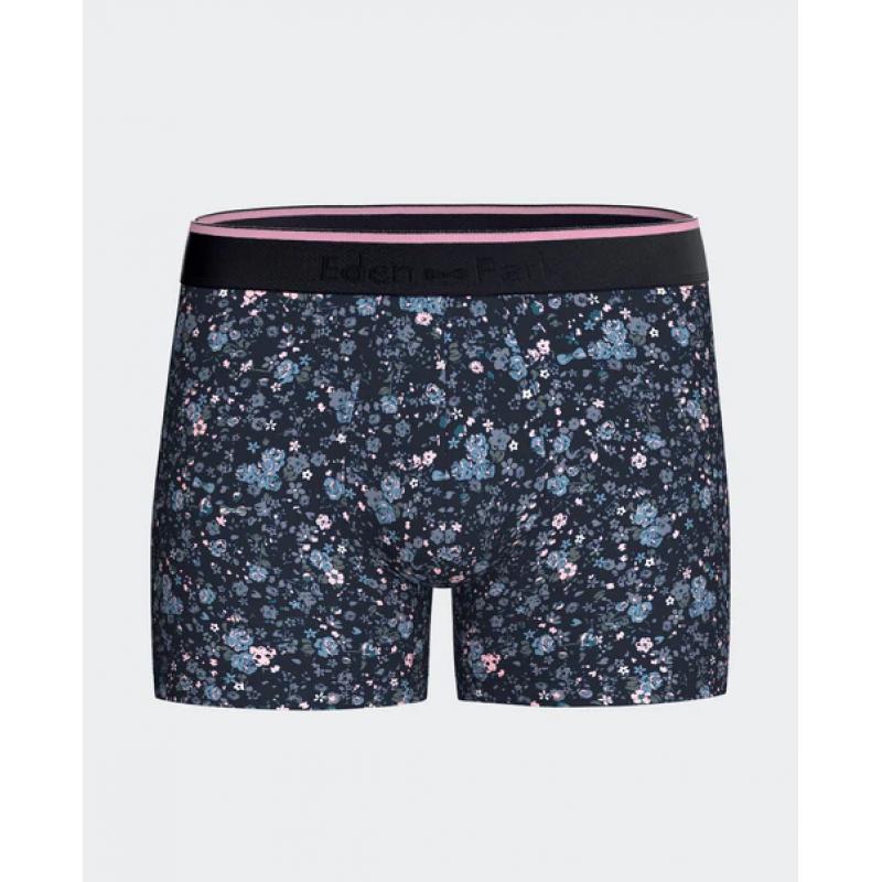 Boxer en jersey de coton stretch marine à imprimé floral