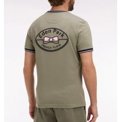 T-shirt à manches courtes en coton kaki brodé coupe regular