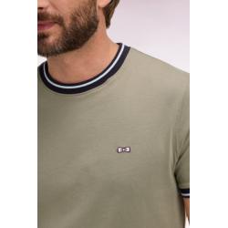 T-shirt à manches courtes en coton kaki brodé coupe regular