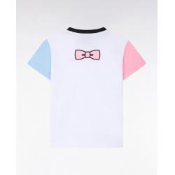 T-shirt à manches courtes en coton bicolore blanc coupe droite