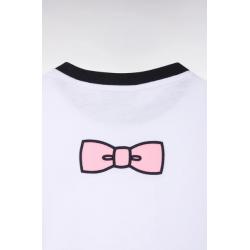 T-shirt à manches courtes en coton bicolore blanc coupe droite