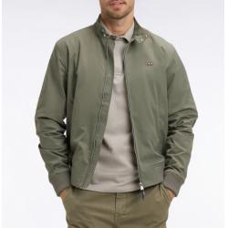 Blouson à col motard en nylon kaki