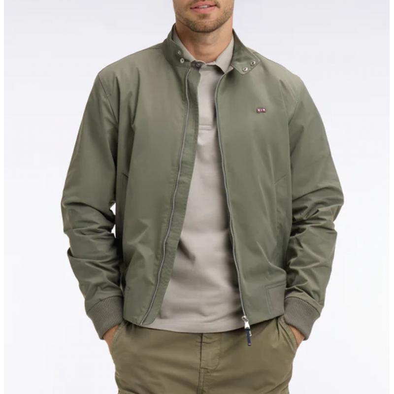 Blouson à col motard en nylon kaki