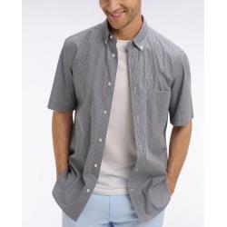 Chemise à manches courtes en coton à carreaux Vichy marine
