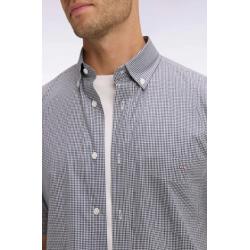 Chemise à manches courtes en coton à carreaux Vichy marine